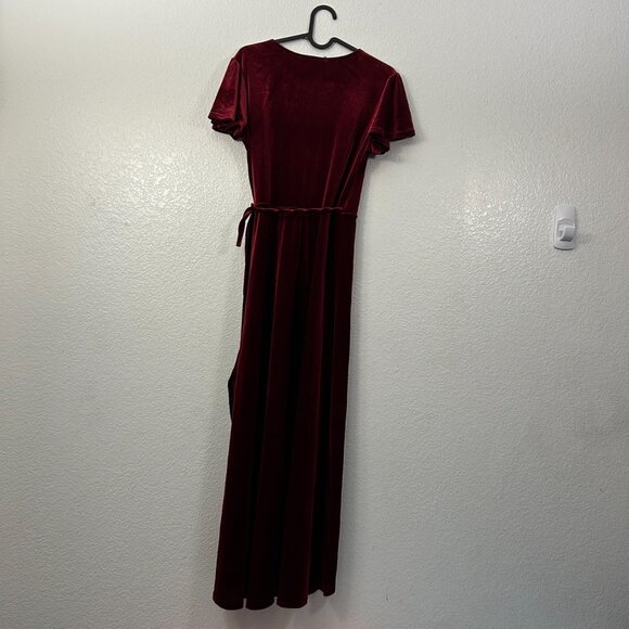 Anthropologie BHLDN Thrive Crushed Velvet Velour True Wrap Midi Dress - Picture 6 of 7